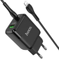 hoco-n5-favor-dual-port-pd20w-qc3-wall-charger-eu-type-c-to-lightning-set-connectors